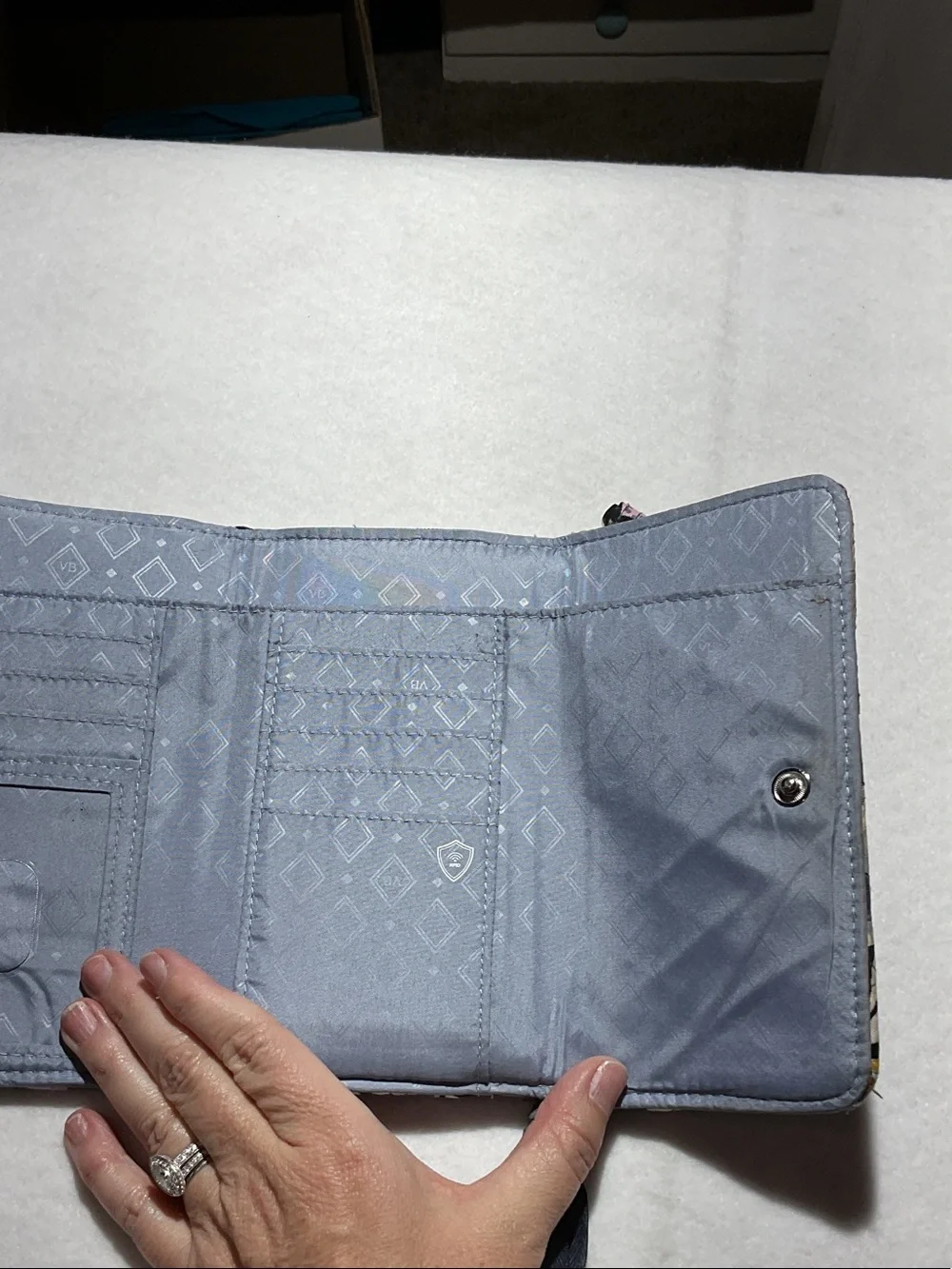 RETIRED!! Vera Bradley Purple Gray Floral Quilted Wristlet Wallet